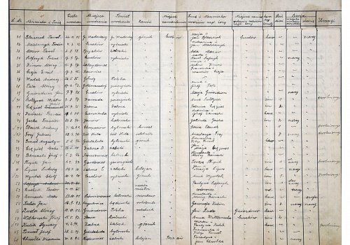 Wymiary: wysokość - 33 cm, szerokość - 21,5 cm; Materiał: papier; Technika: druk, pismo odręczne; Pochodzenie: Sohrau/Żory, Oberschlesien/G&oacute;rny Śląsk; Datowanie: 1921 r. 
Lista ewidencyjna 3 Kompanii I Batalionu 2 Pułku Żorskiego walczącego w III Powstaniu Śląskim zawierająca 213 nazwisk powstańc&oacute;w wraz z wszystkimi danymi osobowymi tj. miejsce i data urodzenia, zaw&oacute;d, miejsce zamieszkania, imiona i nazwiska rodzic&oacute;w oraz miejsce zamieszkania, stan cywilny, ilość dzieci oraz stopień wojskowy. Lista w formie zeszytu składające się z kartonowej okładki i 10 kartek. Dane wypisane odręcznie.